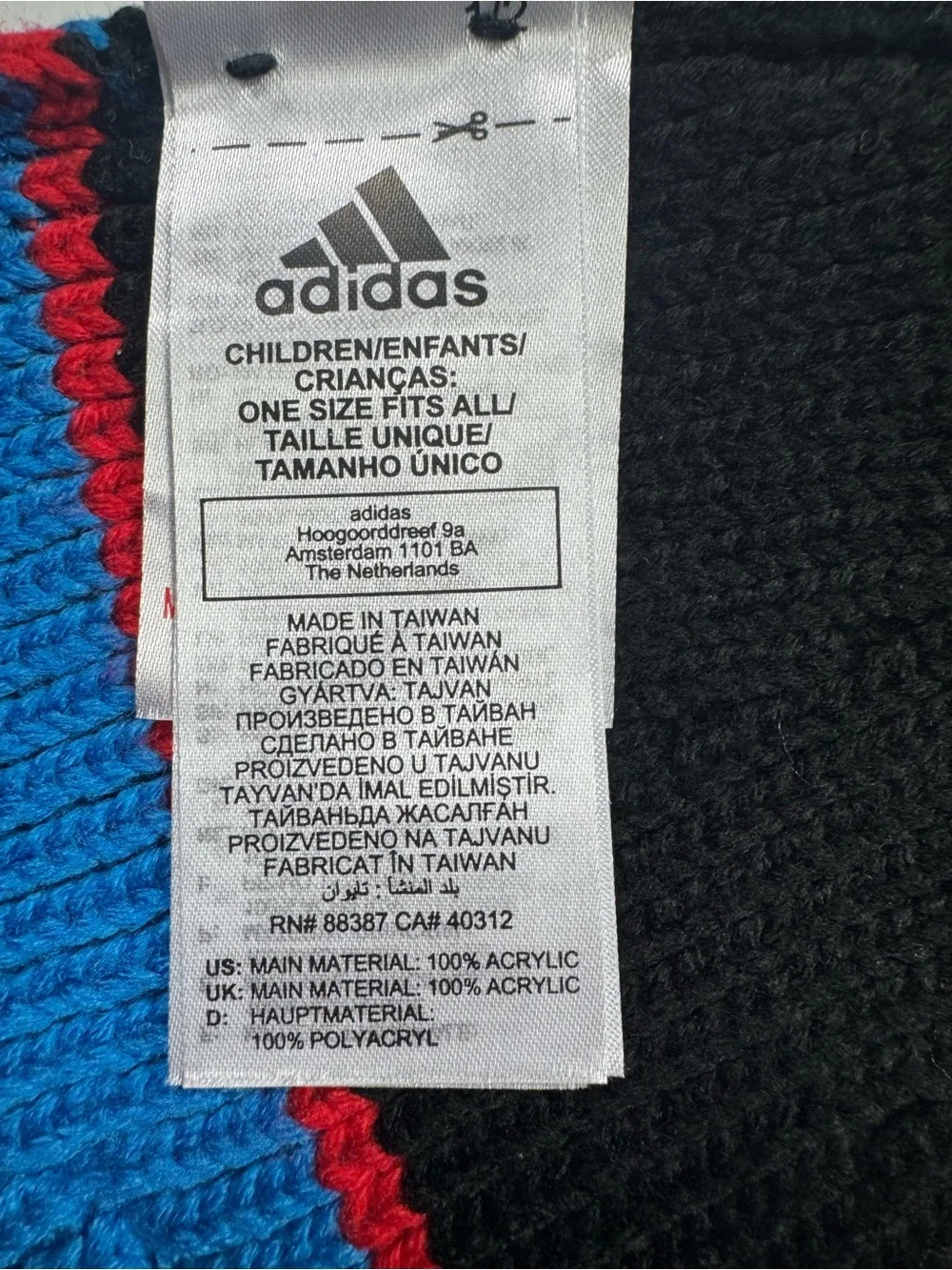 Adidas x LEGO Kids Blue Black Knit Beanie Hat One Size Acrylic Winter Cap
